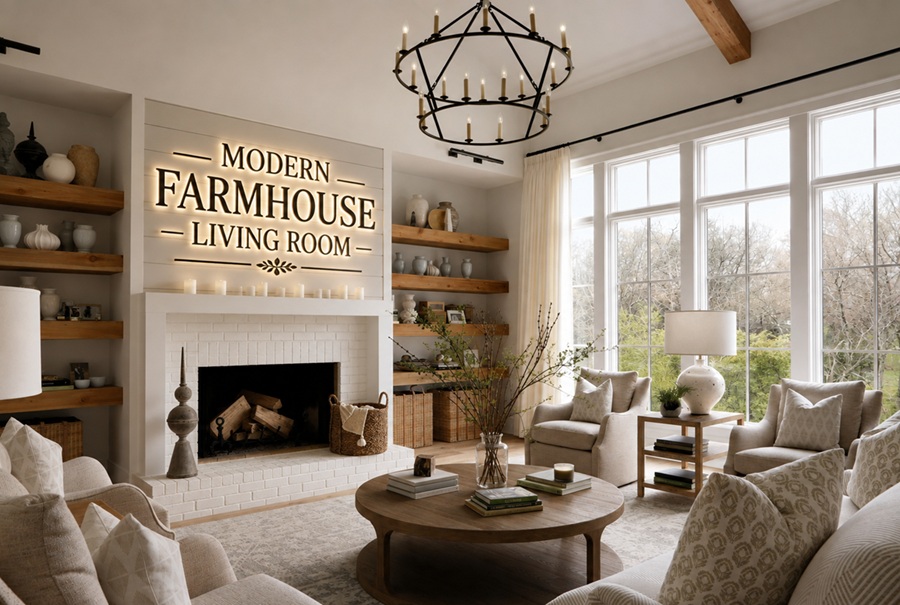 Modern Farmhouse Living Room: Style Guide and Ideas